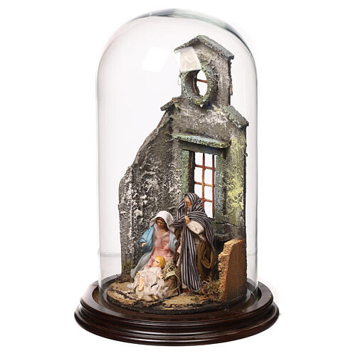 Bell jar with Nativity of 8 cm forNeapolitan Nativity Scene 25x20 cm 3