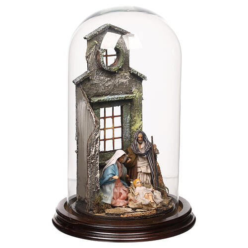 Bell jar with Nativity of 8 cm forNeapolitan Nativity Scene 25x20 cm 4