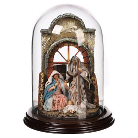 Bell jar 25x20 cm with Nativity of 10 cm for Neapolitan Nativity Scene