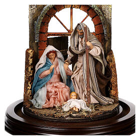 Bell jar 25x20 cm with Nativity of 10 cm for Neapolitan Nativity Scene