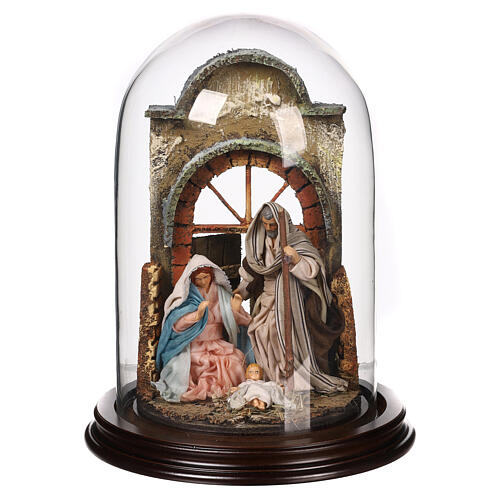 Bell jar 25x20 cm with Nativity of 10 cm for Neapolitan Nativity Scene 1