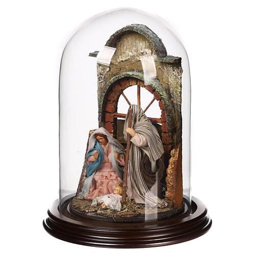 Bell jar 25x20 cm with Nativity of 10 cm for Neapolitan Nativity Scene 3
