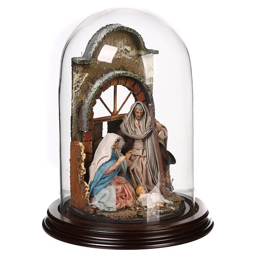 Bell jar 25x20 cm with Nativity of 10 cm for Neapolitan Nativity Scene 4
