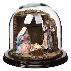 Bell jar with 12 cm Nativity 20x25 cm for Neapolitan Nativity Scene