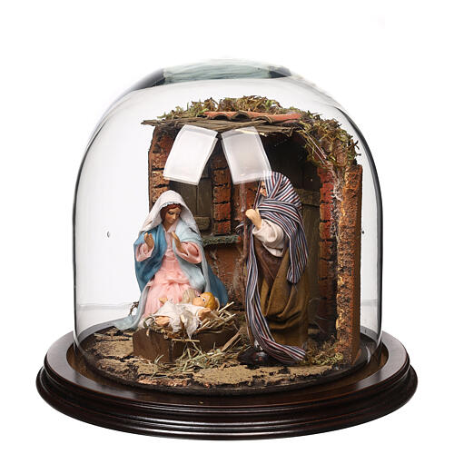 Bell jar with 12 cm Nativity 20x25 cm for Neapolitan Nativity Scene 3