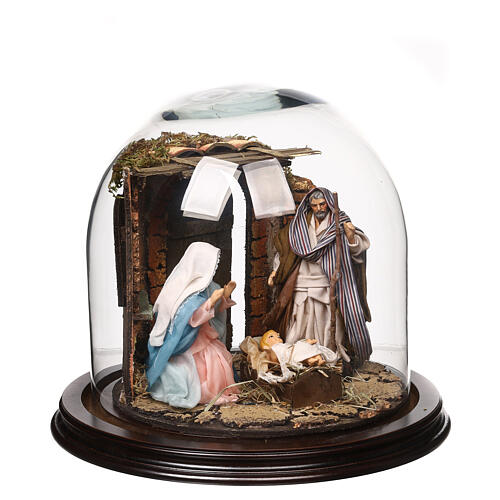 Bell jar with 12 cm Nativity 20x25 cm for Neapolitan Nativity Scene 4