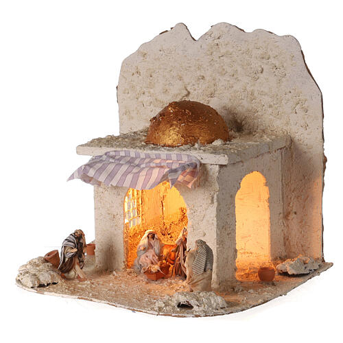 Capanna araba 28x30x28 cm completa 6 cm presepe napoletano 2