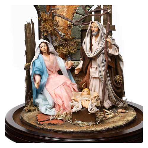 Nativity under a bell jar 30x25 cm for 14 cm Neapolitan Nativity Scene 2