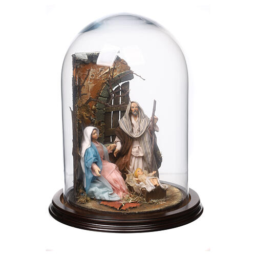 Nativity under a bell jar 30x25 cm for 14 cm Neapolitan Nativity Scene 4