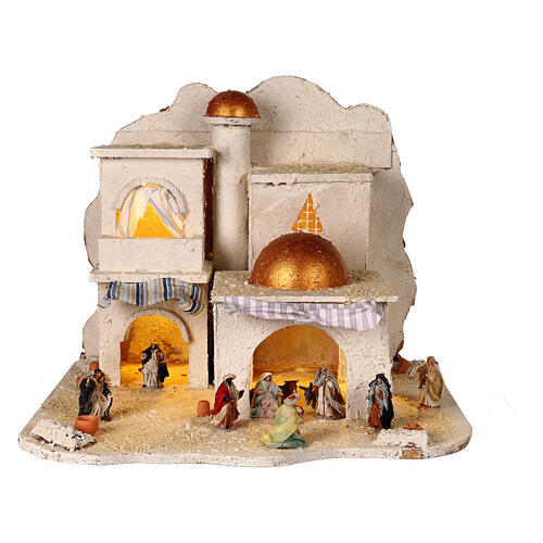 Presepe arabo cupola oro 35x45x50 cm completo 6 cm 1