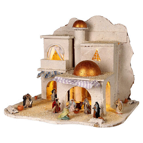 Presepe arabo cupola oro 35x45x50 cm completo 6 cm 2