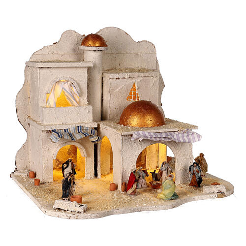 Middle Eastern nativity set gold dome 35x45x50 cm complete 6 cm 3
