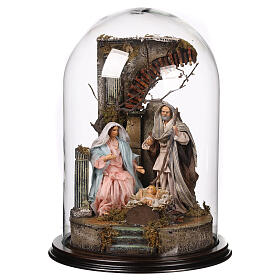 Nativity in a bell jar 40x30 cm for 15 cm Neapolitan Nativity Scene