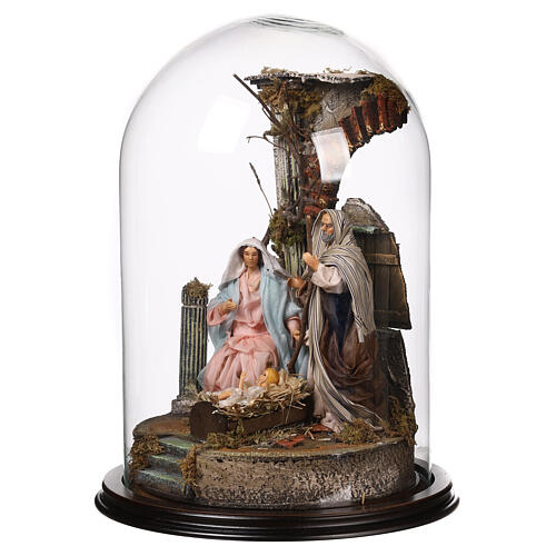 Nativity in a bell jar 40x30 cm for 15 cm Neapolitan Nativity Scene 3