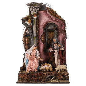 Temple with column and Nativity 70x45x35 cm for 30 cm Nativity Scene