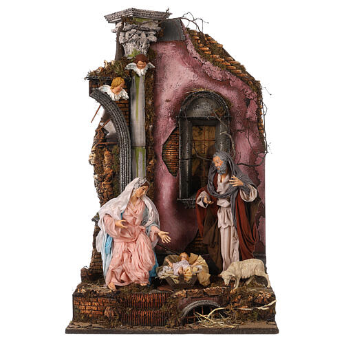 Temple with column and Nativity 70x45x35 cm for 30 cm Nativity Scene 1