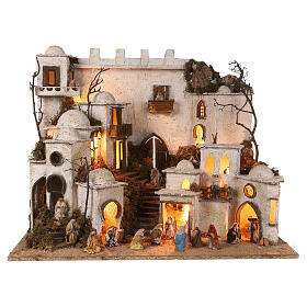 Presepe arabo con fuoco 65x75x50 cm presepe terracotta 6 cm