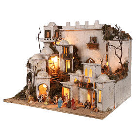 Presepe arabo con fuoco 65x75x50 cm presepe terracotta 6 cm