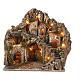 Lighted Nativity village 40x50x40 cm wood cork oven for statues 8 cm s1