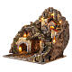 Lighted Nativity village 40x50x40 cm wood cork oven for statues 8 cm s2