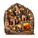 Presepe illuminato 45x40x50 cm forno ruscello mulino per statue 8 cm s1