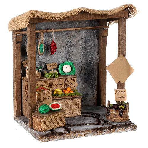 Obststand Krippe 12 cm 20x20x15 cm Neapolitanische Krippe 3