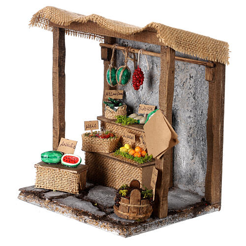 Banca de frutas 20x20x15 cm para presépio napolitano de 12 cm 2