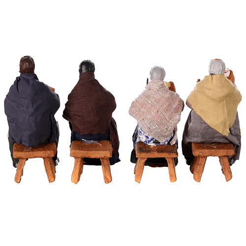 Zestaw 4 postaci przy stole do szopki neapolitańskiej 13 cm 13