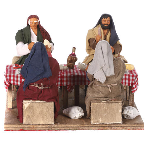 Famiglia che mangia 15x20x20 cm 12 cm MOVIMENTO presepe Napoli 4