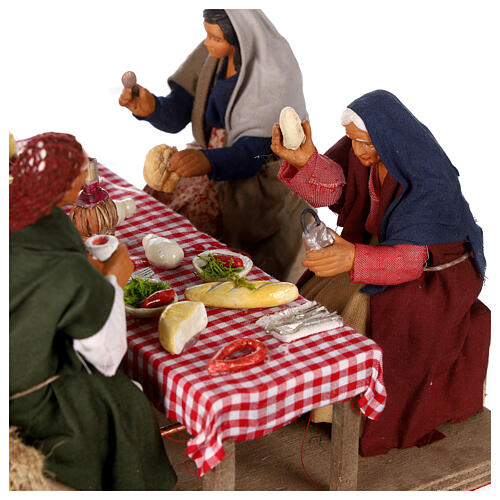 Family eating 15x20x20 cm 12 cm ANIMATED Naples nativity scene 2