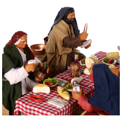 Family eating 15x20x20 cm 12 cm ANIMATED Naples nativity scene 6