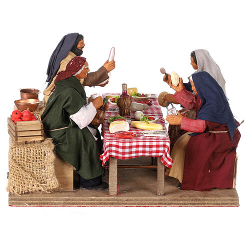 Family eating 15x20x20 cm 12 cm ANIMATED Naples nativity scene 7