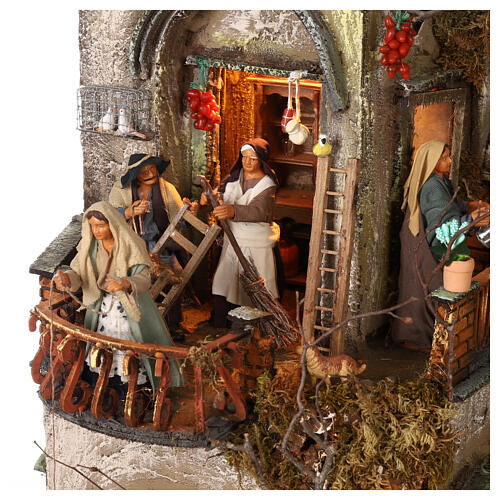 Complete Neapolitan Nativity Scene, multi-storey setting with lights, well and characters of 14 cm 100x80x60 cm 6