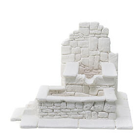 Fountain with double tub, plaster to paint, 10x15x15 cm, for 10 cm Nativity Scene