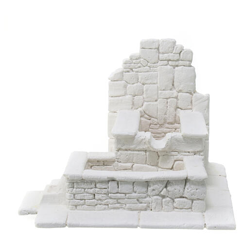 Fountain with double tub, plaster to paint, 10x15x15 cm, for 10 cm Nativity Scene 1