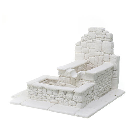 Fountain with double tub, plaster to paint, 10x15x15 cm, for 10 cm Nativity Scene 2