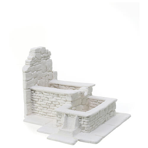 Fountain with double tub, plaster to paint, 10x15x15 cm, for 10 cm Nativity Scene 3