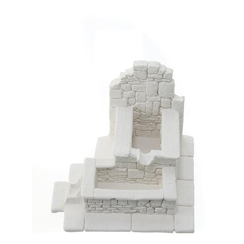 Fountain with double tub, plaster to paint, 10x15x15 cm, for 10 cm Nativity Scene 4