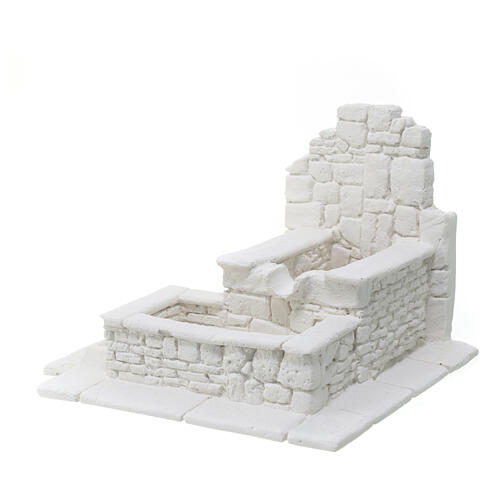 Fontaine crèche 10 cm à peindre double vasque maçonnée 10x15x15 cm 2