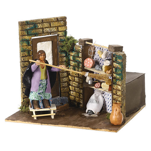 Woman chasing a mouse, animated character for 10 cm Neapolitan Nativity Scene, 15x20x20 cm 2