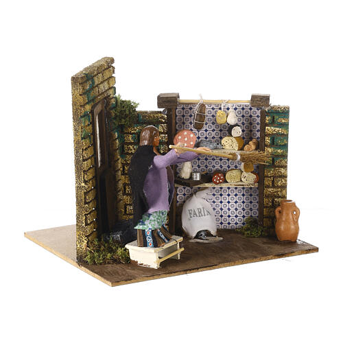 Woman chasing a mouse, animated character for 10 cm Neapolitan Nativity Scene, 15x20x20 cm 3