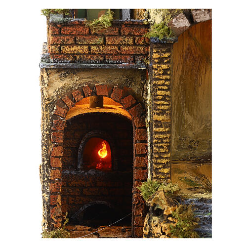 Neapolitan village 1800s style, 10-12 cm nativity scene 2 arches 60x50x35 cm 2