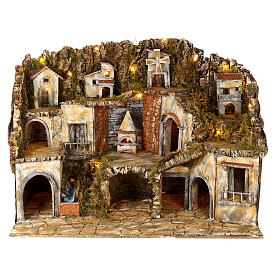 Village with mill and oven, 55x110x60 cm, 10-12 cm for Neapolitan Nativity Scene
