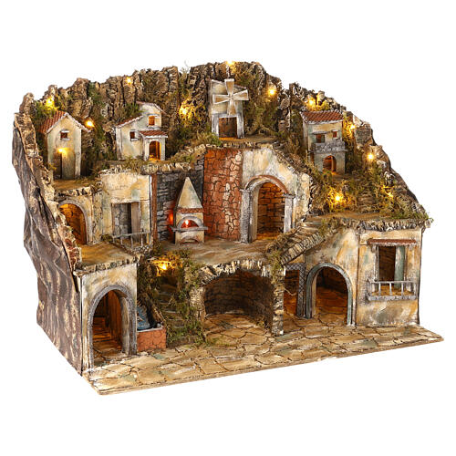 Miasteczko do szopki neapolitańskiej 10-12 cm  z młynem i piecem, 55x110x60 cm 4
