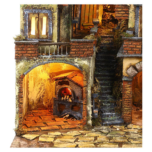 Borgo stile 700 ponte fiume presepe 10-12 cm napoletano 100x70x55 cm 2