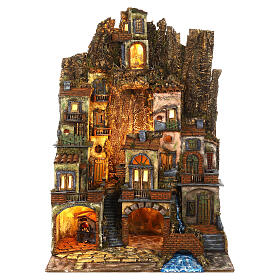 Scenografia w stylu XVIII-wiecznym z mostem i strumykiem – szopka neapolitańska 100×70×55 cm, do figurek 10–12 cm