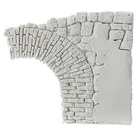 Wall with right half arch, plaster to paint, Neapolitan Nativity Scene, 10x10 cm