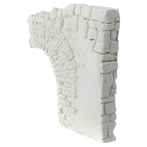 Wall with right half arch, plaster to paint, Neapolitan Nativity Scene, 10x10 cm 2