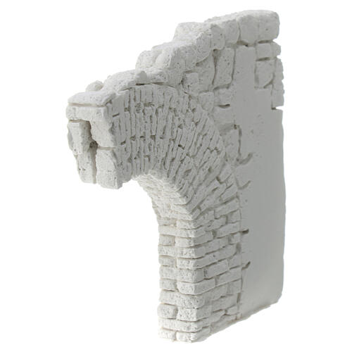 Wall with right half arch, plaster to paint, Neapolitan Nativity Scene, 10x10 cm 3