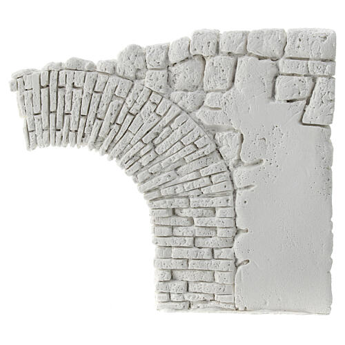 Mur avec moitié droite d'un arche plâtre à peindre crèche napolitaine 10x10 cm 1